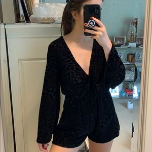 black animal print velvet romper